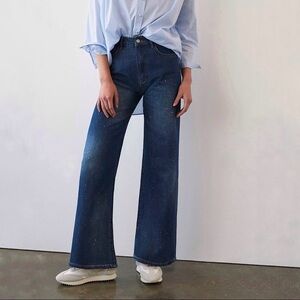 NWT Anthropologie Pilcro The Annie High Rise Wide Leg Bleach Splatter Jean 27